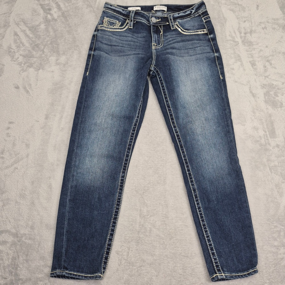 VIGOSS 4 (30) Skinny Jeans Women Blue Denim Embellished Pockets Mid Rise Sequins
